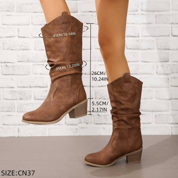 Sophia | Slouchy Wide-Calf Western Cowboy Boots