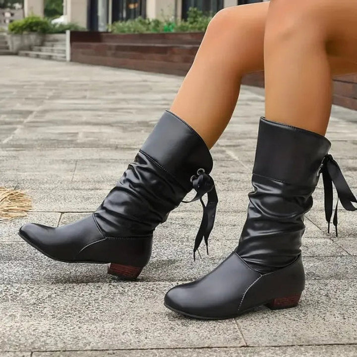 Alice | Slouchy Lace-Up Block-Heel Ankle Boots
