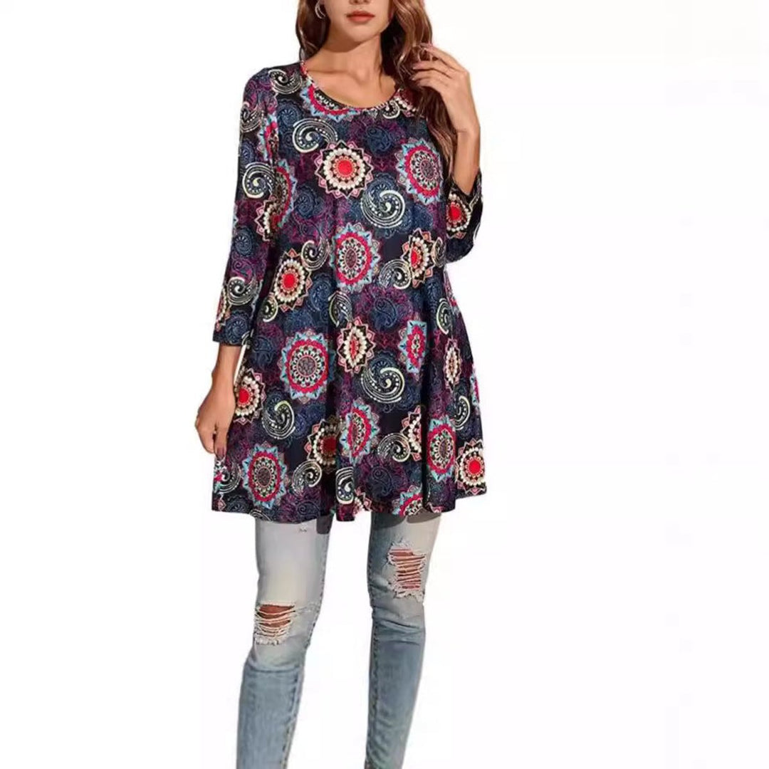 Elise | Leichtes A-Linien-Tunikashirt mit Mandala-Print