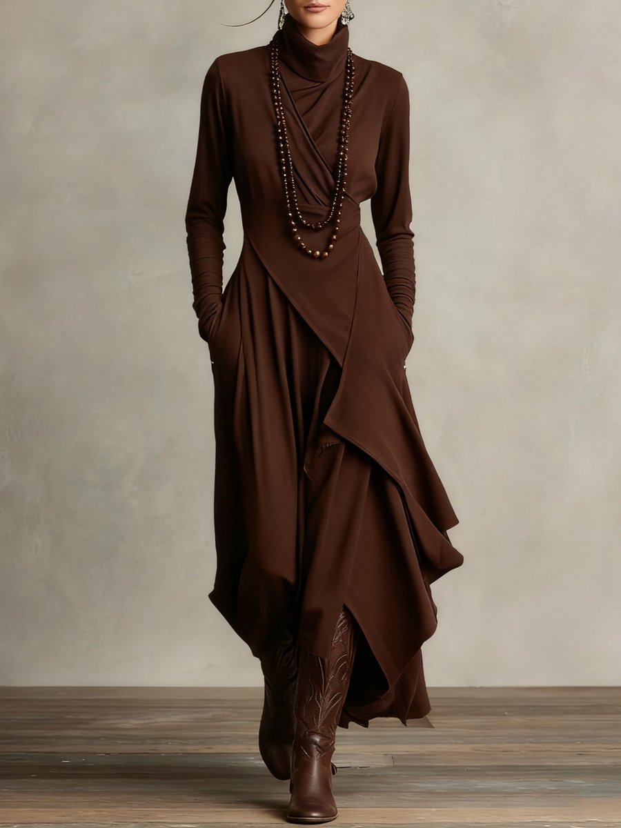 Caroline | Modern Asymmetrical Long Sleeved Maxi Dress