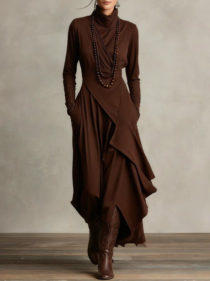 Caroline | Modern Asymmetrical Long Sleeved Maxi Dress