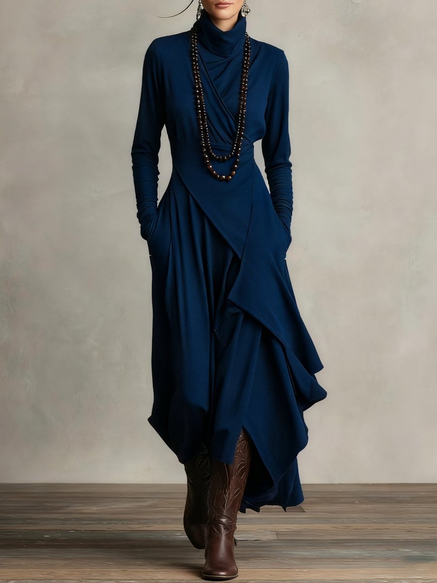 Caroline | Modern Asymmetrical Long Sleeved Maxi Dress