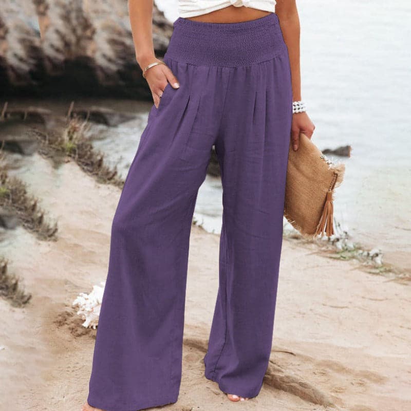 Freya | Luftige und elegante Hose aus Baumwoll-Leinen-Mischung mit weitem Bein