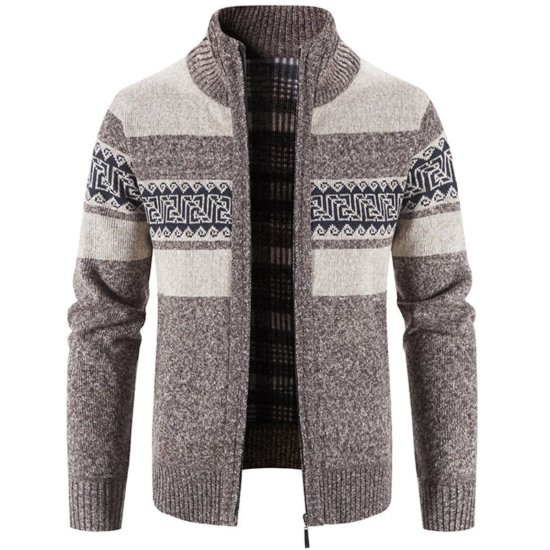 Lucas | Stylische Strickpulloverjacke mit Stehkragen