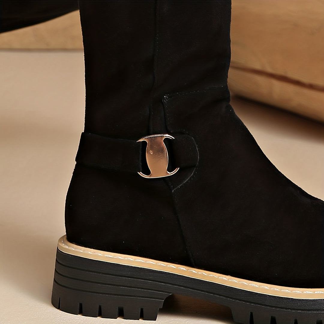 Olivia | Elegant And Practical Low Block Heel Knee High Boots