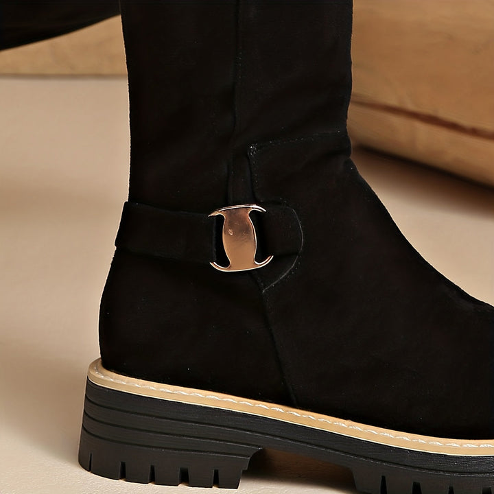 Olivia | Elegant And Practical Low Block Heel Knee High Boots