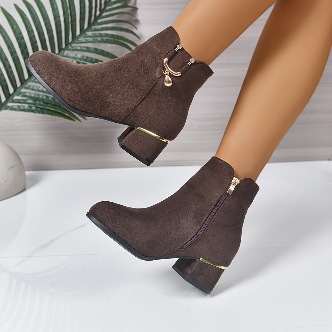 Leonie | Stylish Suede Chelsea Ankle Boot with Block Heel