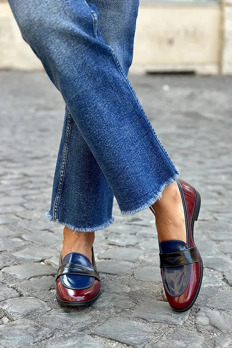 Elodie | Glossy and Modern Tricolor Loafers