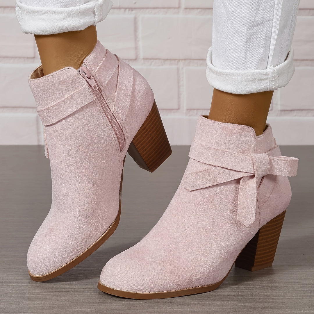 Celestine | Feminine Pointed Toe Block Heel Ankle Boots