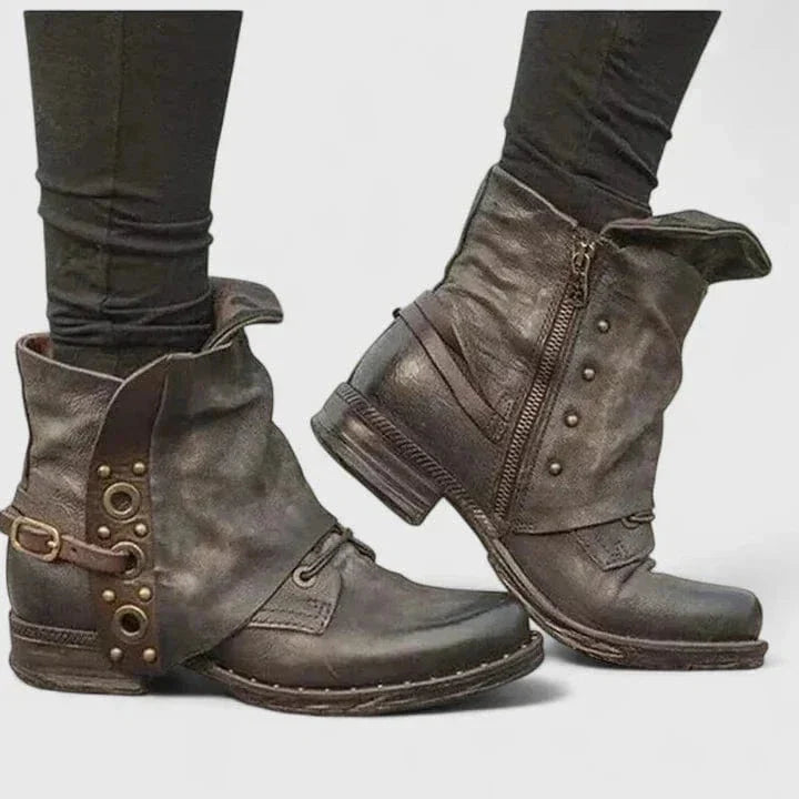 Luna | Rugged Distressed Leather Ankle Boots