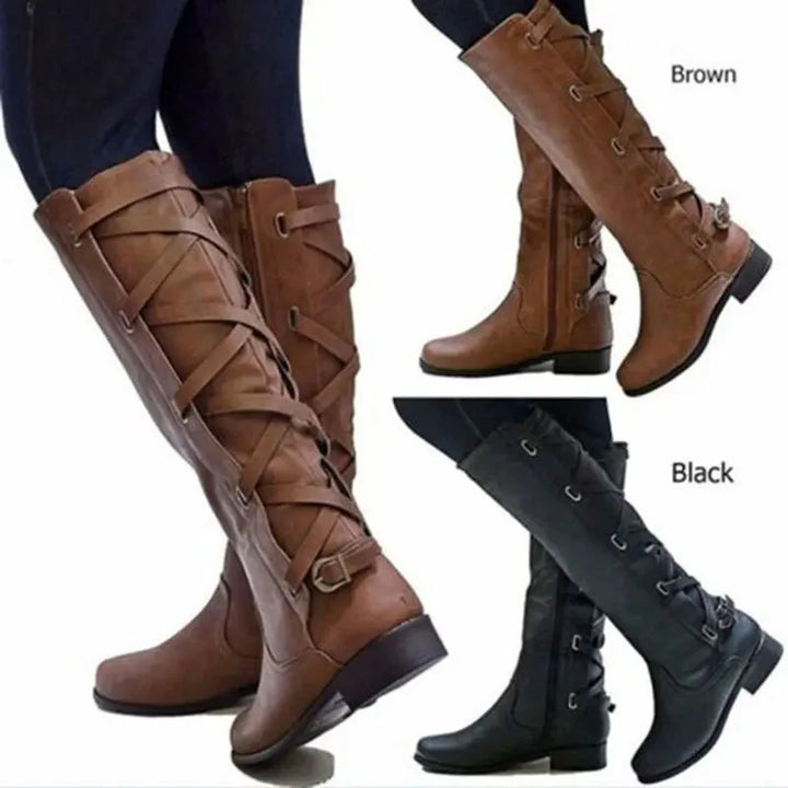 Victoria | Elegant And Stylish Buckle Accent Knee High Boots