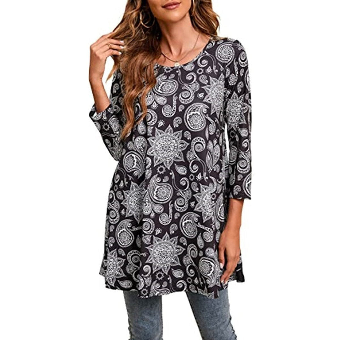 Elise | Leichtes A-Linien-Tunikashirt mit Mandala-Print