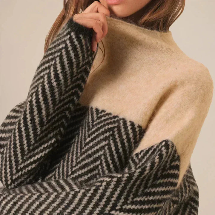Madison | Elegant And Cozy Chevron Turtleneck Sweater