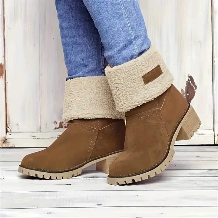 Elena | Cozy And Fleece-Lined Boots with Block Heel