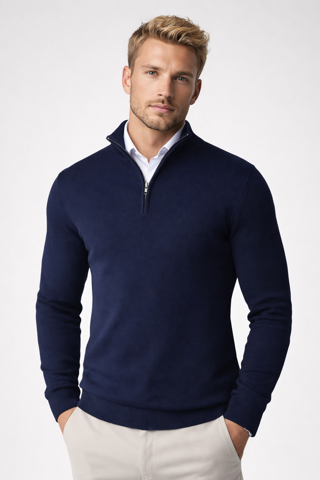 Arthur | Modern And Versatile Half Zip High Neck Sweater