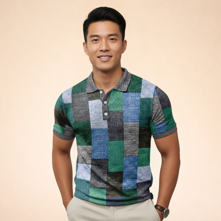 Stylish block pattern Polo shirt