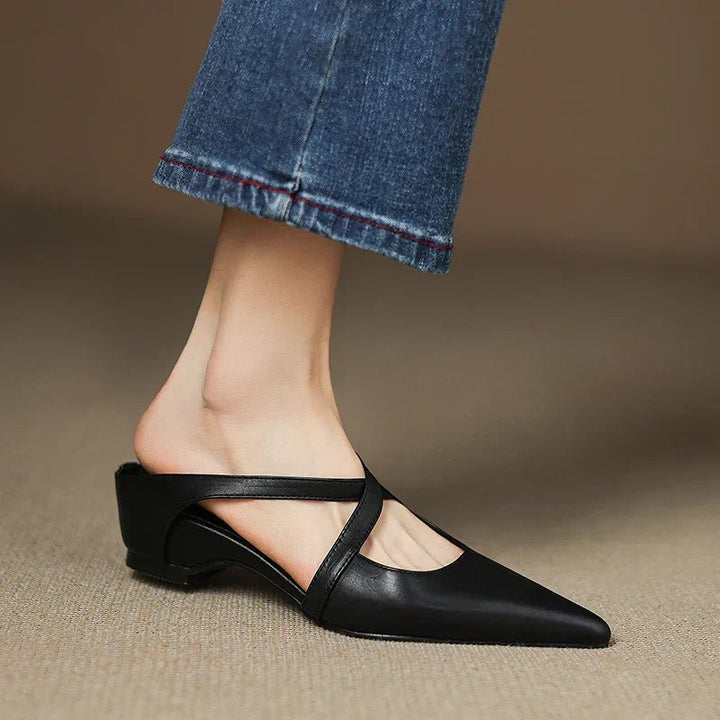 Seraphina | Mule sofisticate e confortevoli in pelle con cinturini incrociati