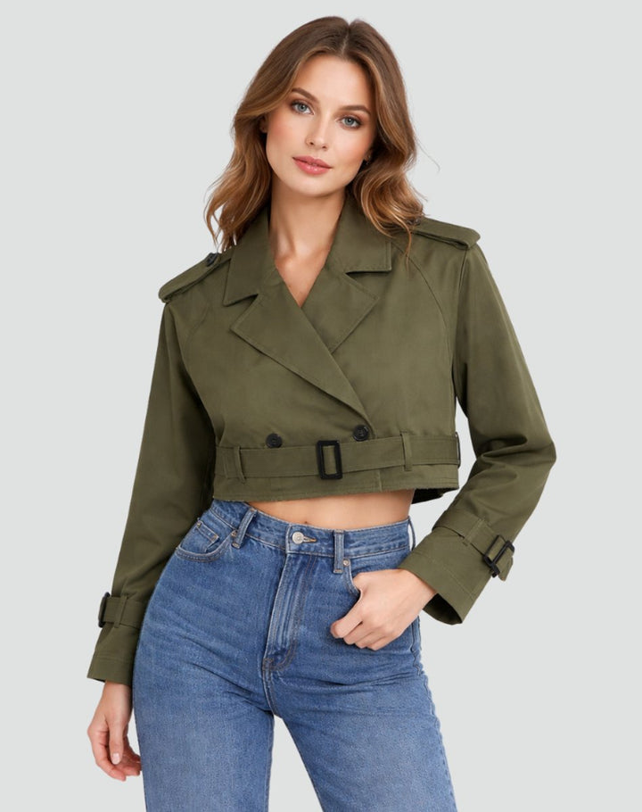 Olivia | Eleganter kurzer taillierter Trenchcoat