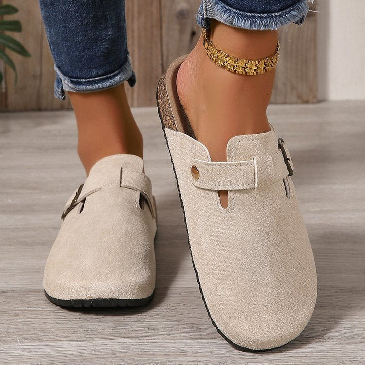 Aurelia | Mules confortables en daim à boucle, à enfiler, pour femme