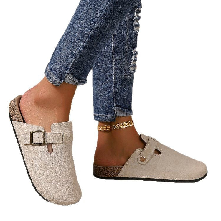 Aurelia | Mules confortables en daim à boucle, à enfiler, pour femme