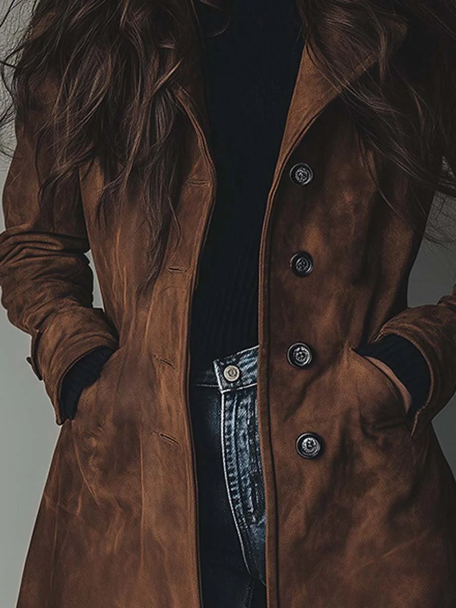Olivia | Eleganter langer zweireihiger Trenchcoat
