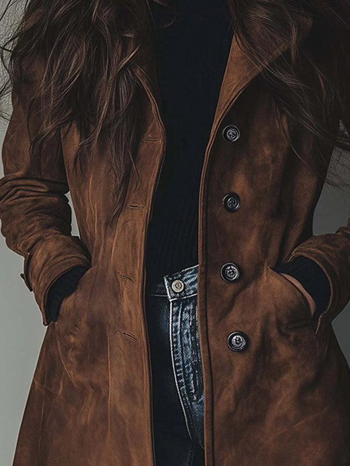 Olivia | Eleganter langer zweireihiger Trenchcoat