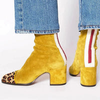 Aurora | Bold Leopard-Accented Block-Heel Ankle Boots