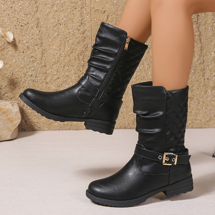 Mila | Comfortable and Timeless Mid-Calf Buckle Boots