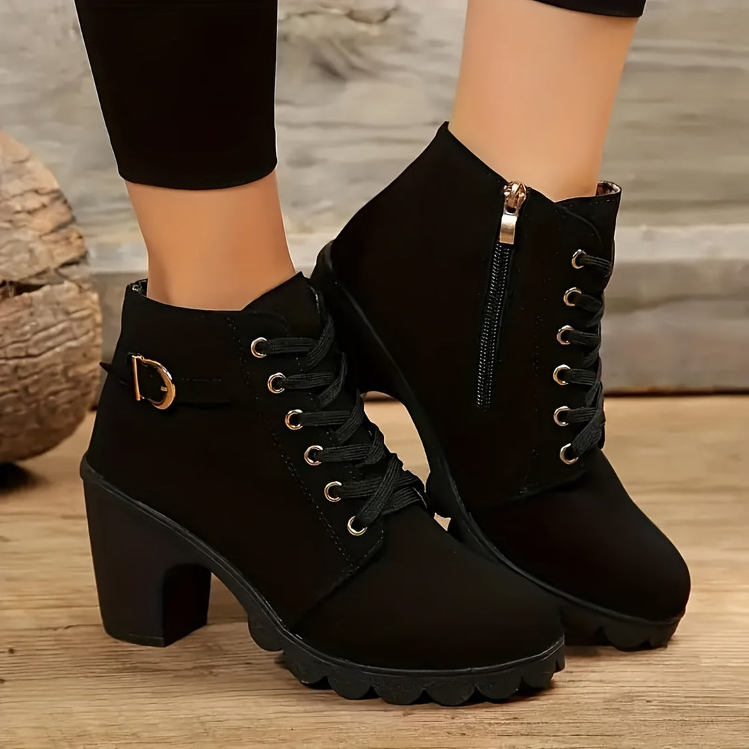 Grace | Stylish and Comfortable Lace-Up Block Heel Ankle Boots