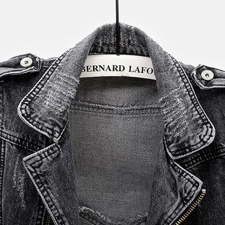Jackson | Gilet de motard en denim robuste et élégant à effet usé