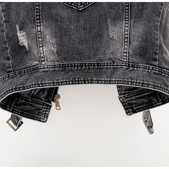 Jackson | Gilet de motard en denim robuste et élégant à effet usé