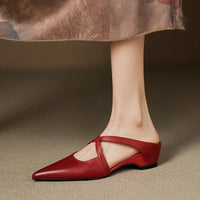 Seraphina | Mule sofisticate e confortevoli in pelle con cinturini incrociati