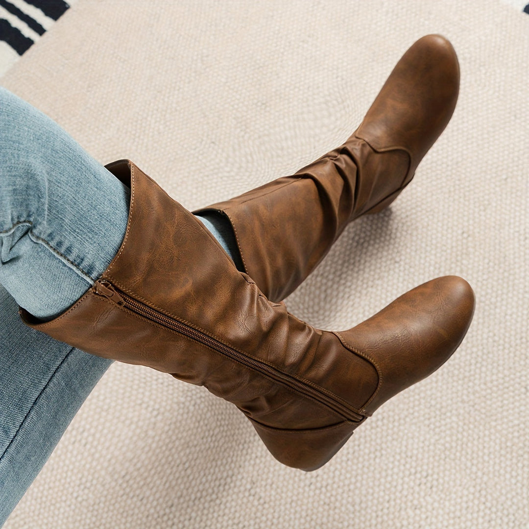 Emily | Comfortable and Timeless Gathered Flat Knee High Boots