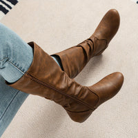 Emily | Comfortable and Timeless Gathered Flat Knee High Boots
