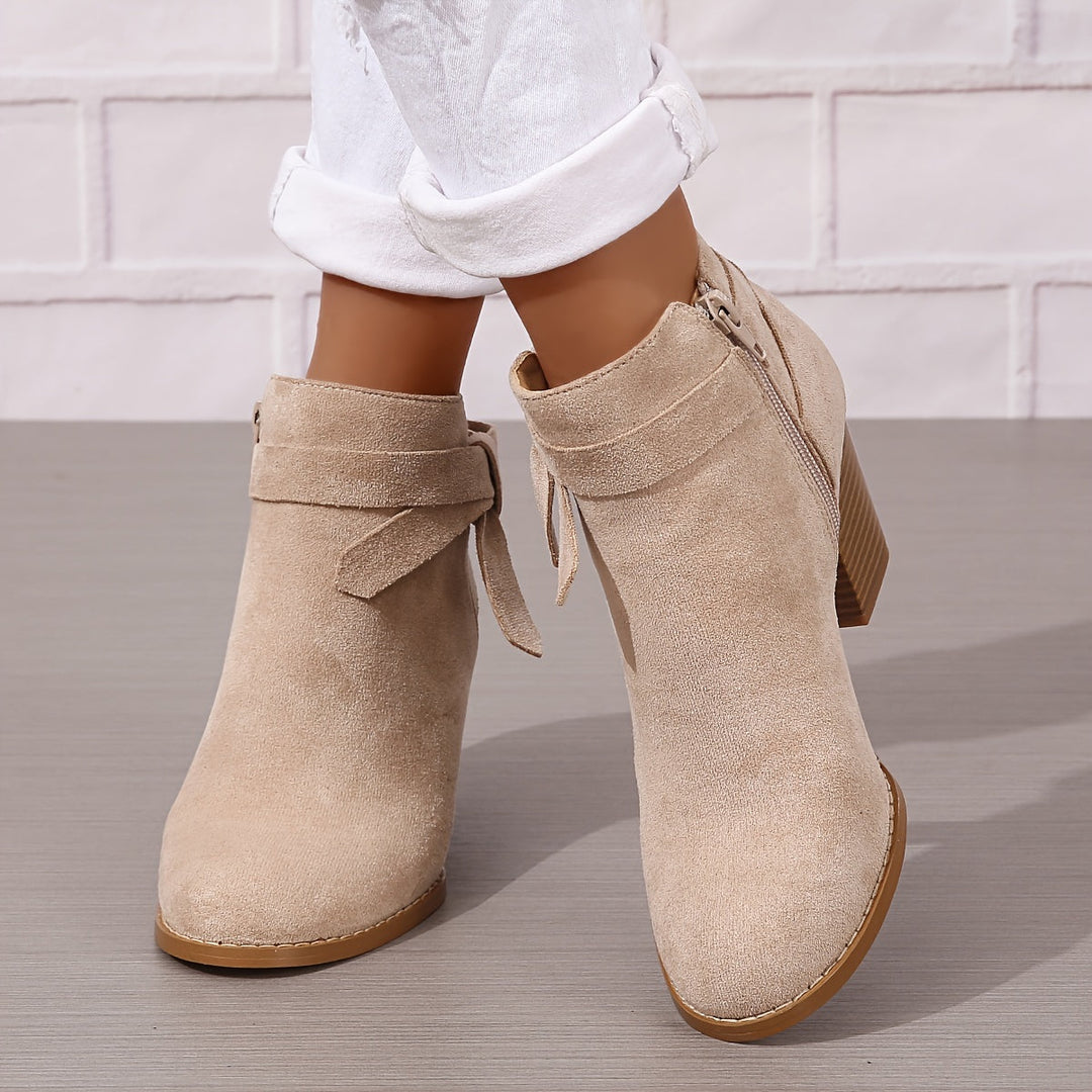 Celestine | Feminine Pointed Toe Block Heel Ankle Boots