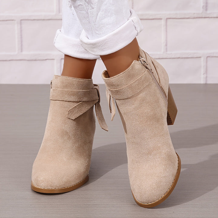 Celestine | Feminine Pointed Toe Block Heel Ankle Boots
