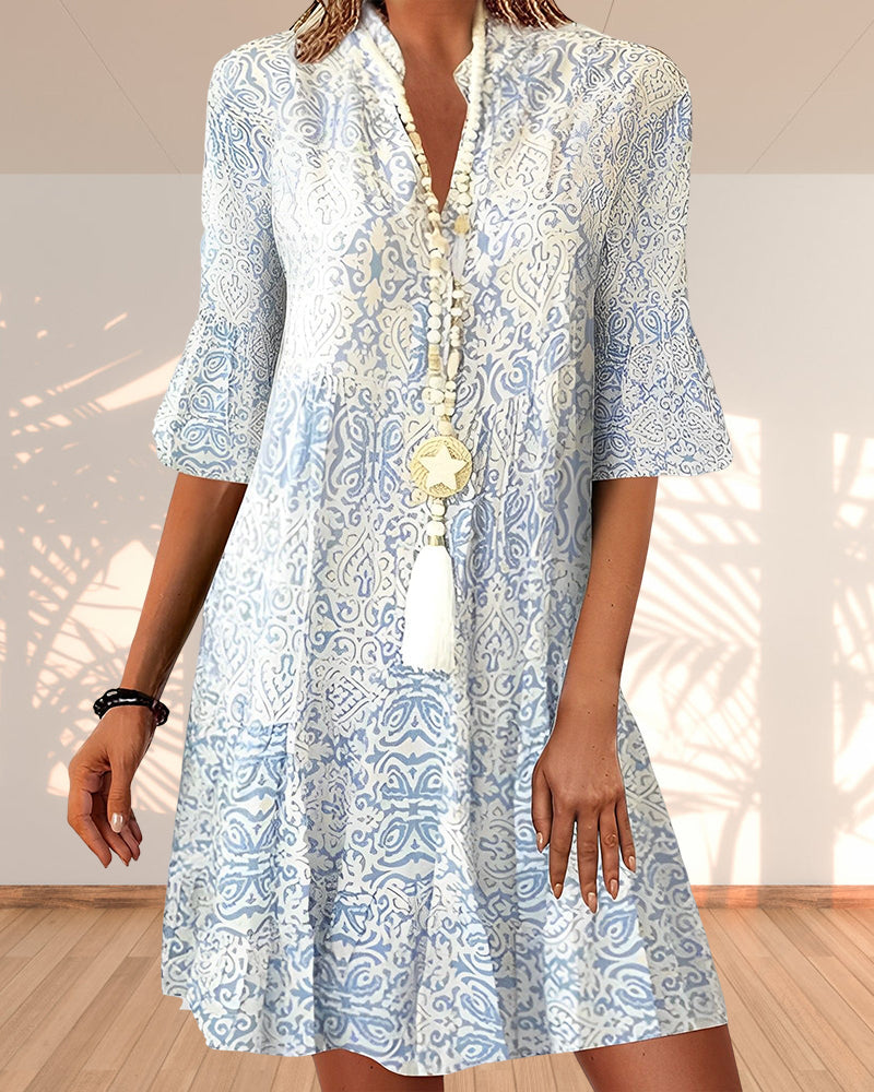 Olivia | Robe-tunique bohème décontractée et élégante à imprimé