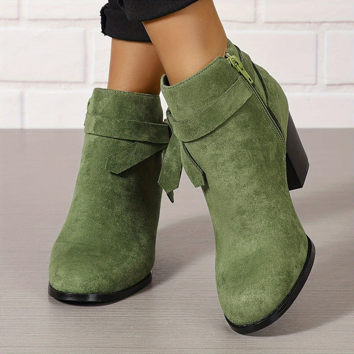 Celestine | Feminine Pointed Toe Block Heel Ankle Boots