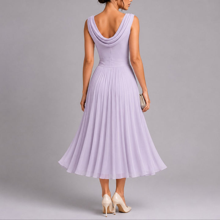Stella | Elegant And Refined Fall Wedding Pleated Midi Dress