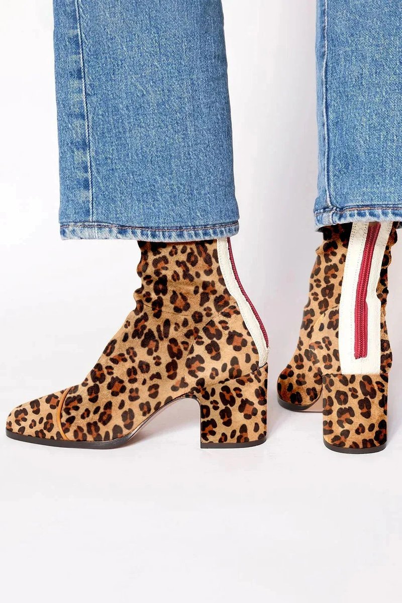 Aurora | Bold Leopard-Accented Block-Heel Ankle Boots