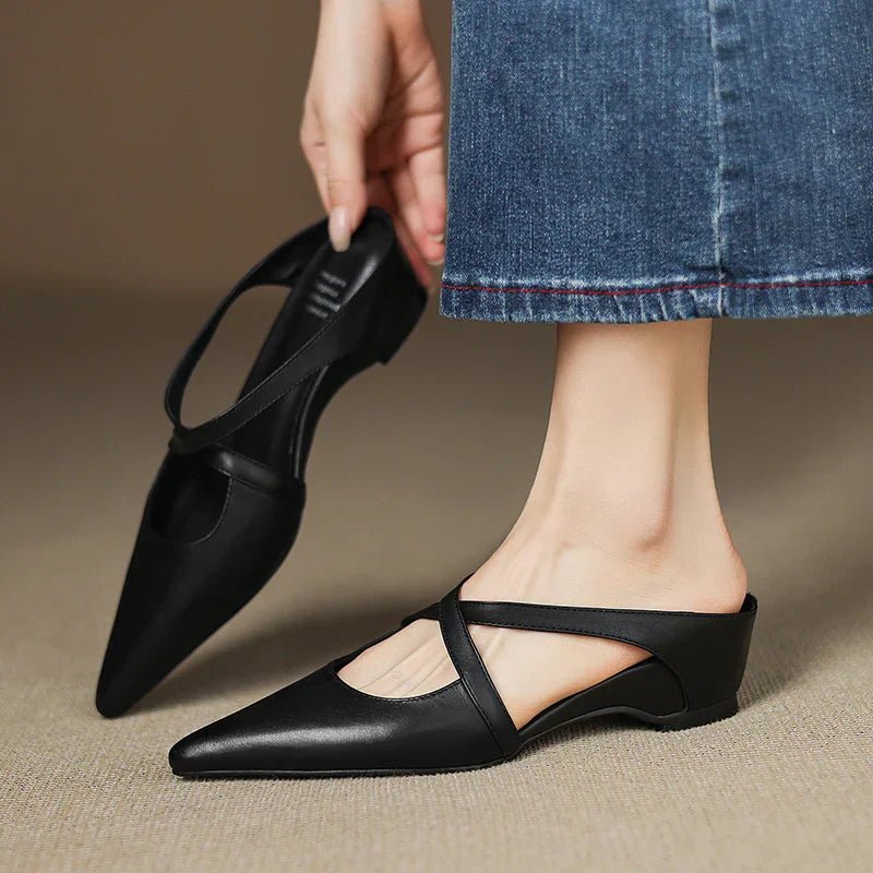 Seraphina | Mule sofisticate e confortevoli in pelle con cinturini incrociati
