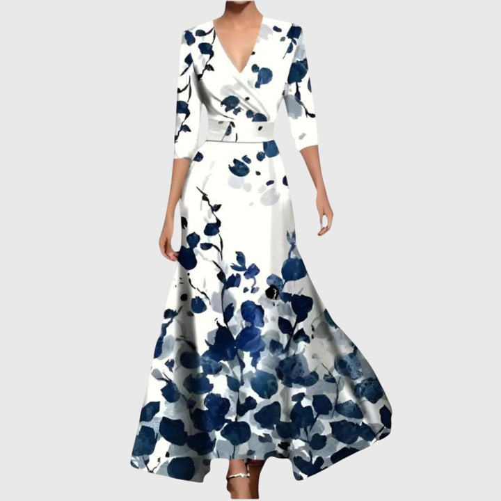 Mila | Floral V-Neck Wrap Long Sleeved Maxi Dress