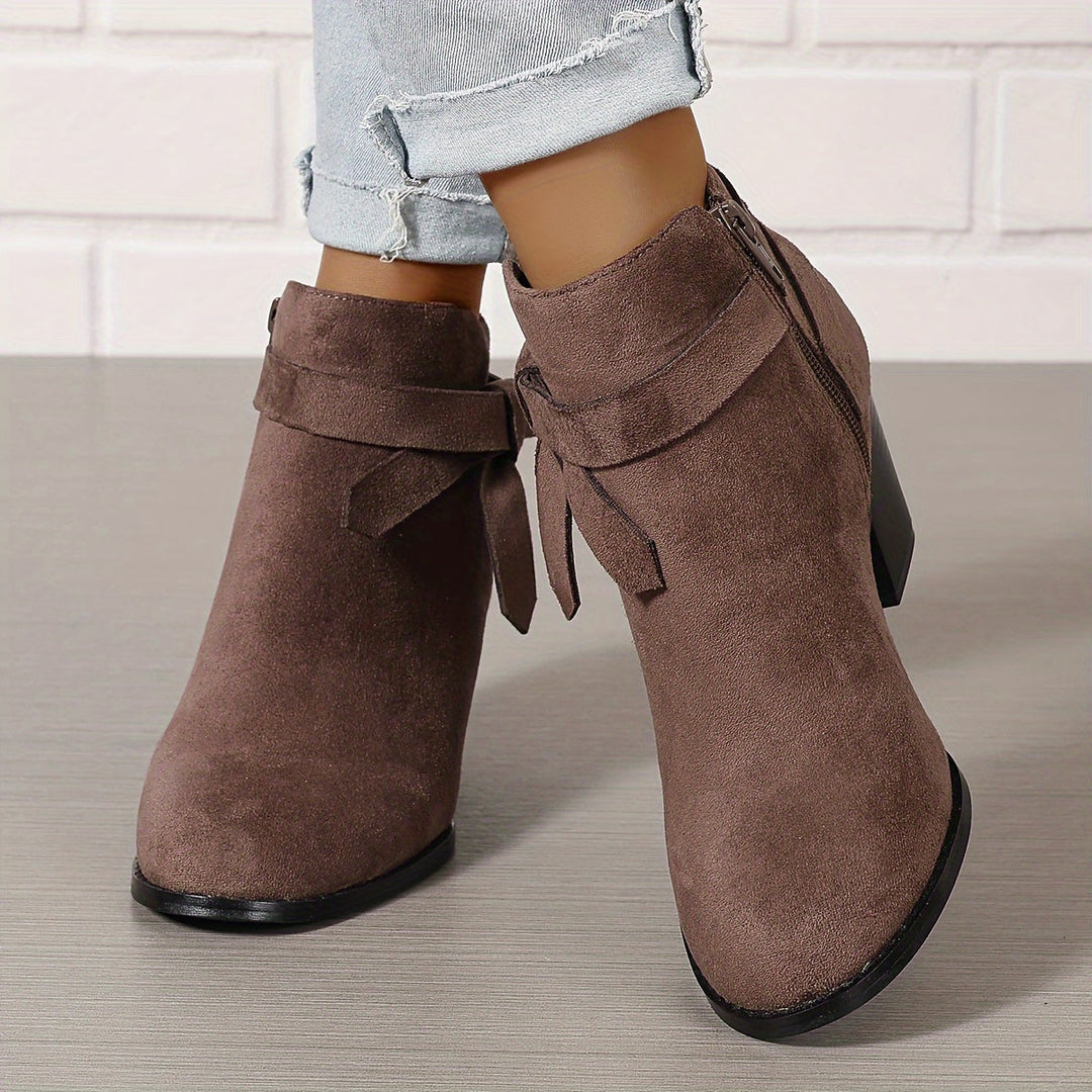Celestine | Feminine Pointed Toe Block Heel Ankle Boots