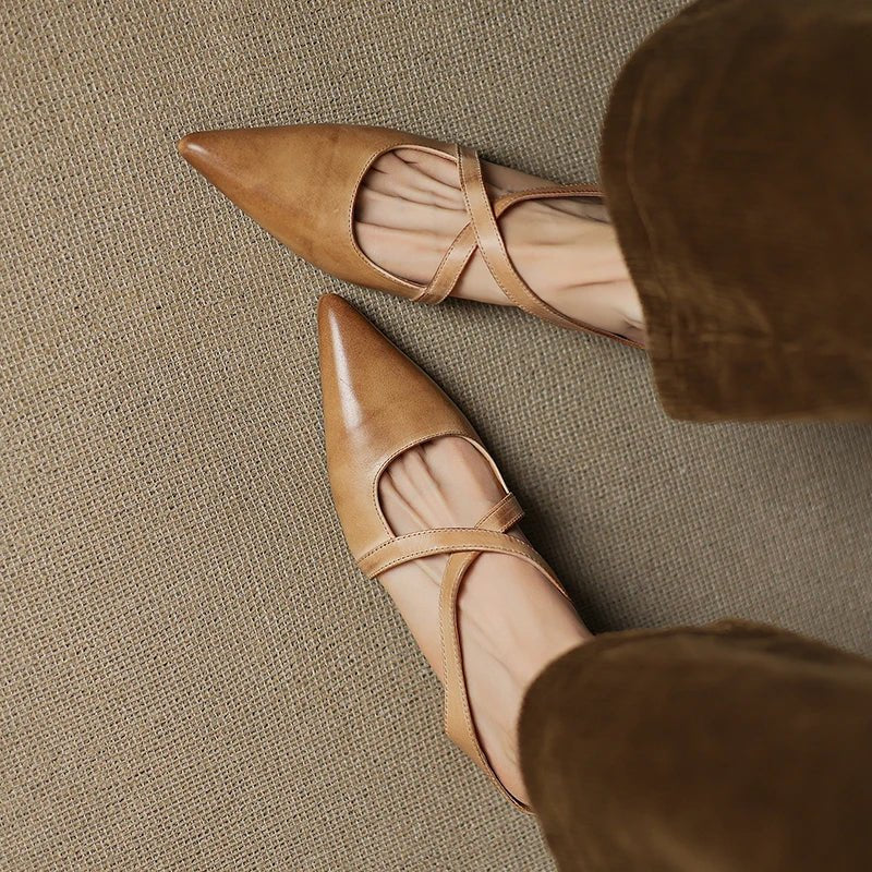 Seraphina | Mule sofisticate e confortevoli in pelle con cinturini incrociati
