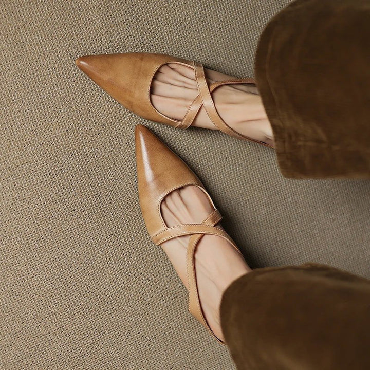 Seraphina | Mule sofisticate e confortevoli in pelle con cinturini incrociati