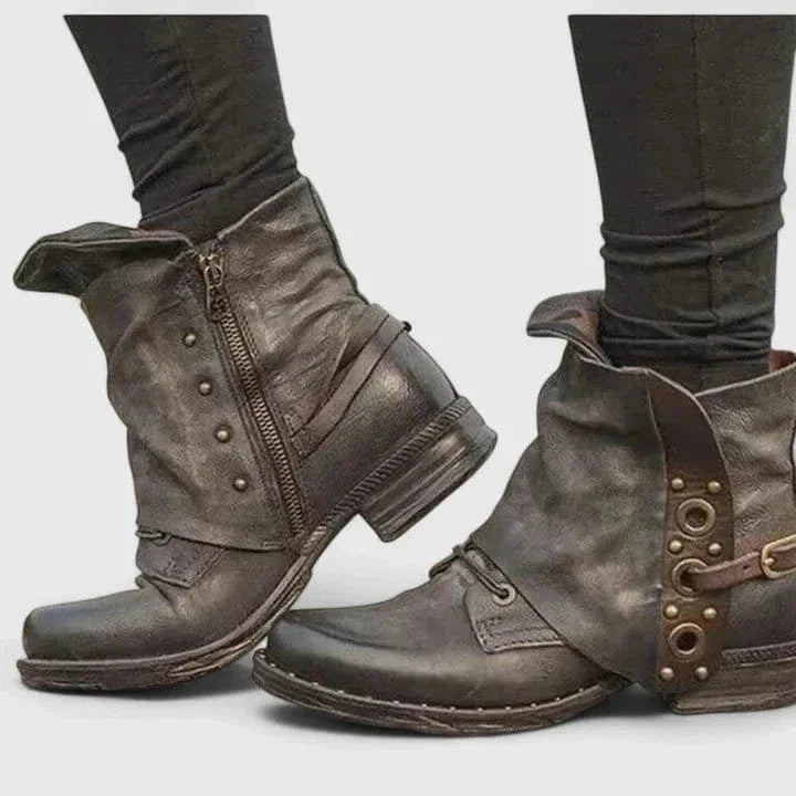 Luna | Rugged Distressed Leather Ankle Boots