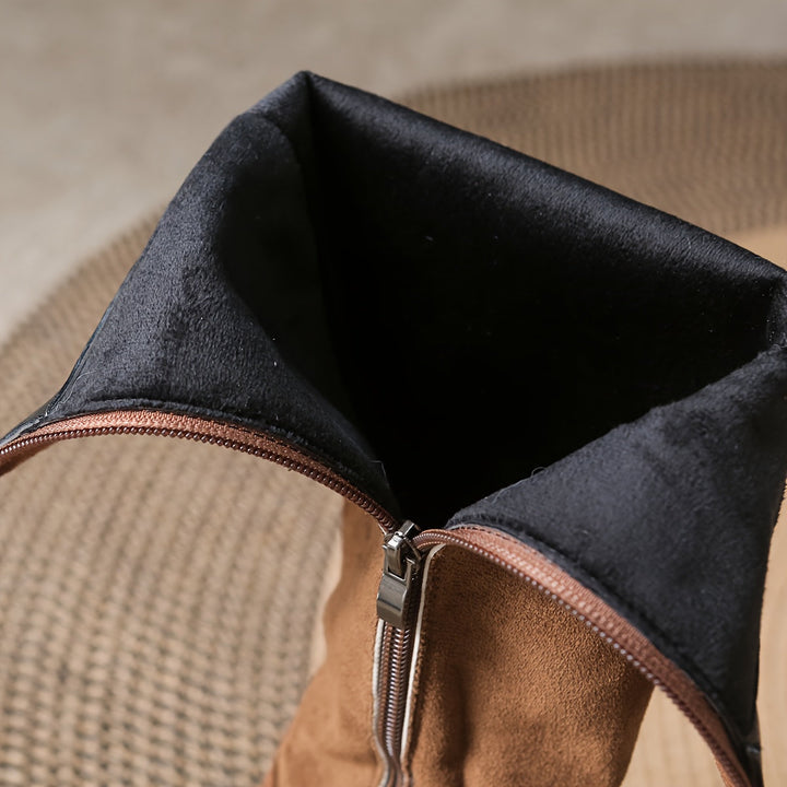 Stella | Elegant And Timeless Button Suede Knee High Boots