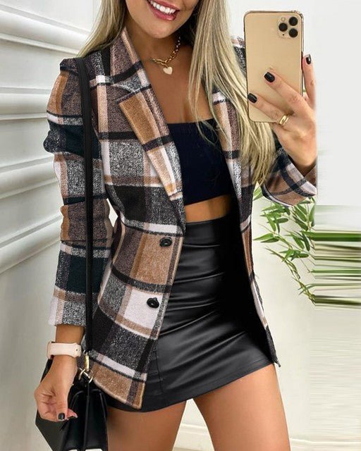 Caroline | Elegant And Versatile Checker Print Blazer