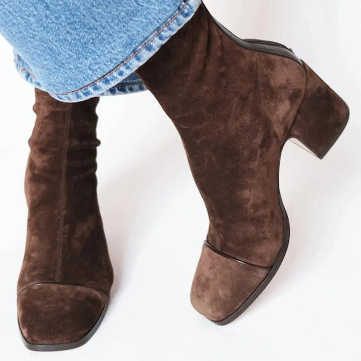 Aurora | Bold Leopard-Accented Block-Heel Ankle Boots