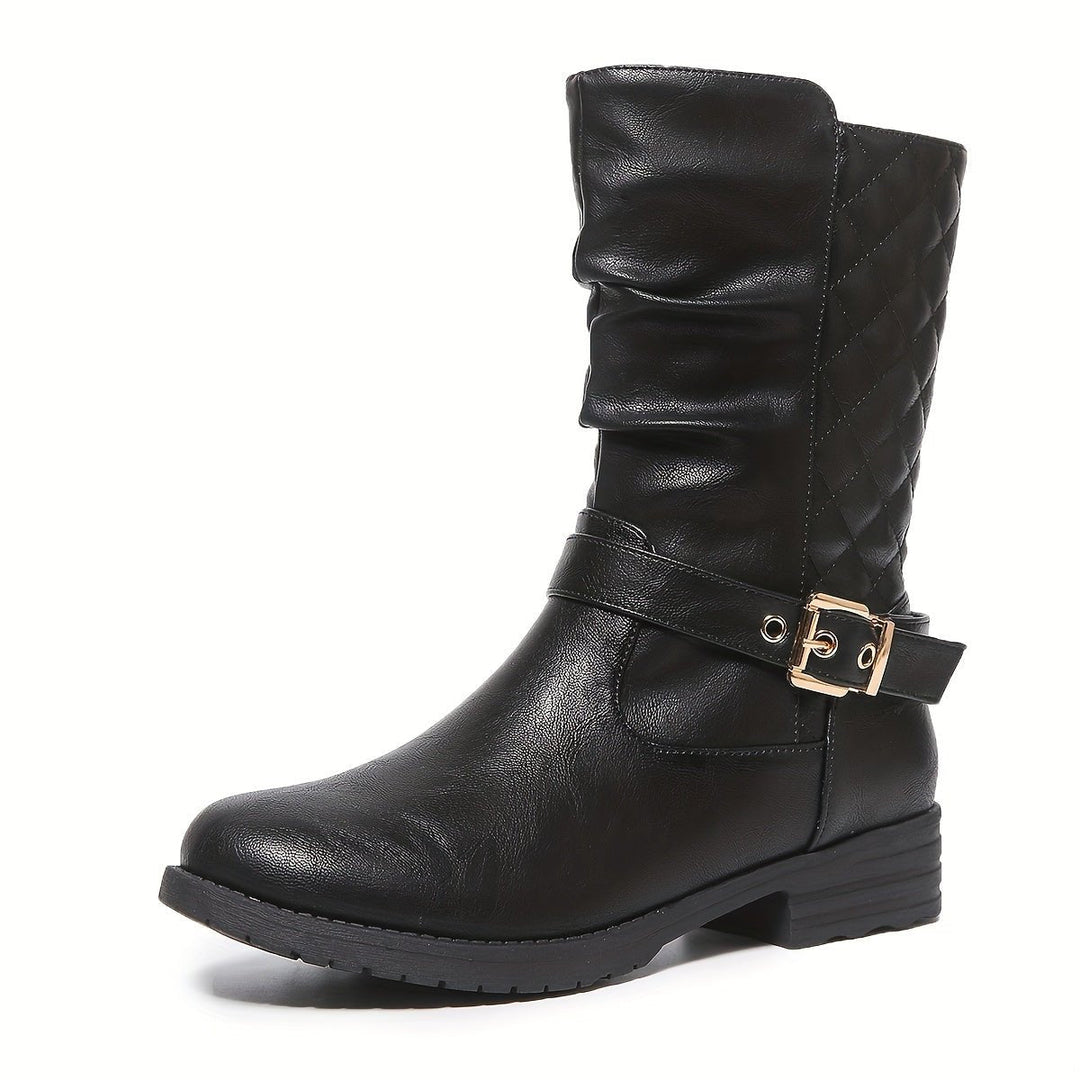 Julia | Chic And Buckled Slouch Mid Calf Boots